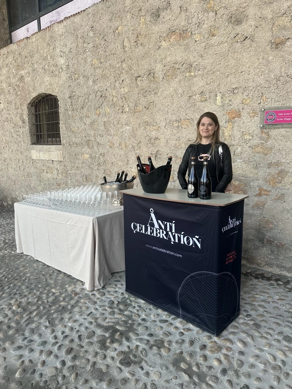 Elena at the Anticelebration stand
