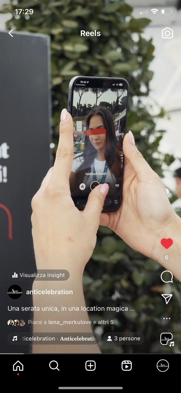 A guest’s Instagram reel from the night, in the red Anticelebrant mask